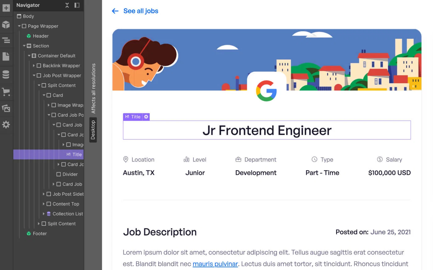 CMS Page - Job Board X Webflow Template
