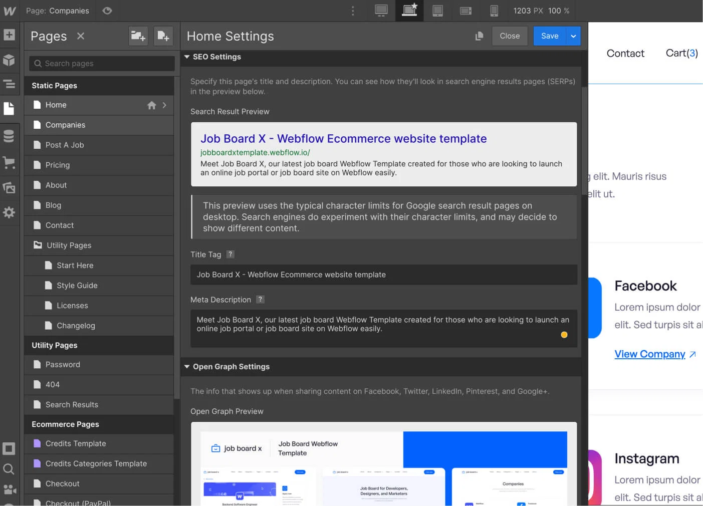 SEO - Job Board X Webflow Template